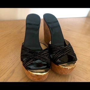 Authentic Jimmy Choo black wedge sandals